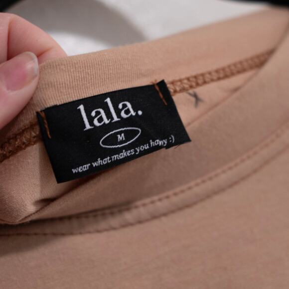 Dressed in Lala Cotton T-Shirt Dress Mocha Light Tan Oversized Pockets SZ M - Picture 6 of 6